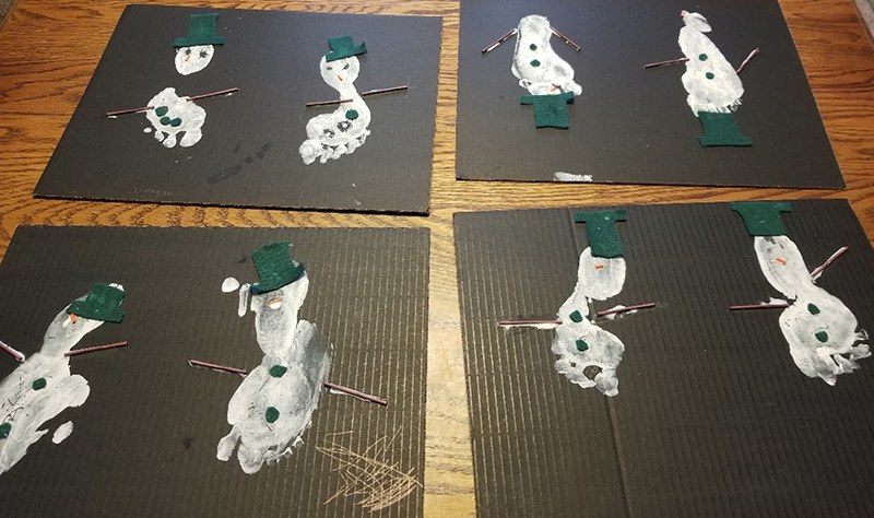 Do You Want to Build a Snowman? Snowpeople made from children's footprints