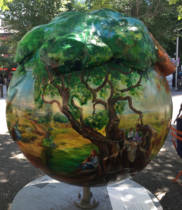 globe sculpture celebrating urban trees